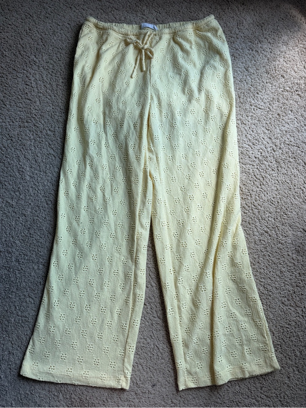 Double Zero Pale Yellow Knit Wide-Leg Pants